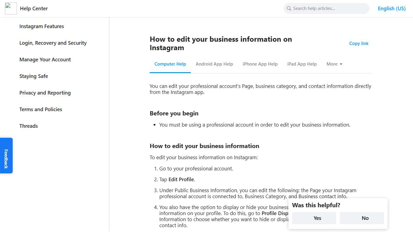 How to edit your business information on Instagram Instagram Help Center